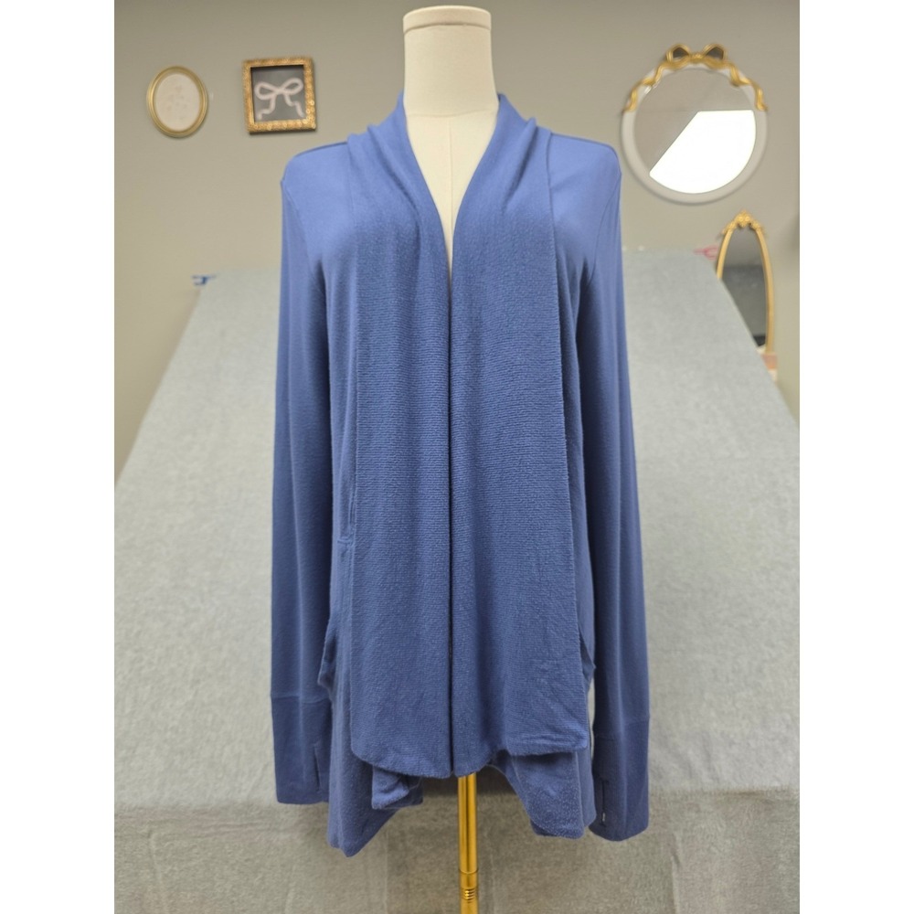 Athleta Pranayama‎ Wrap Women S Blue Open Front Cardigan Long Sleeve Loungewear